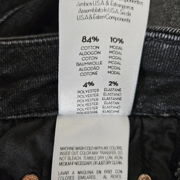 MOTHER The Looker Cropped Jeans Night Hawk Black Mid Rise Raw Hem Denim - Picture 7 of 8